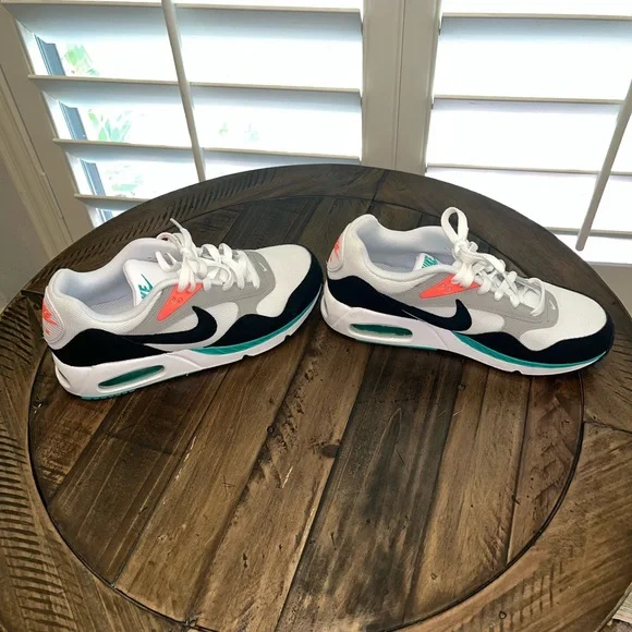 Nike Air Max with Black, White, Teal, and Coral Accents - Picture 7 of 9